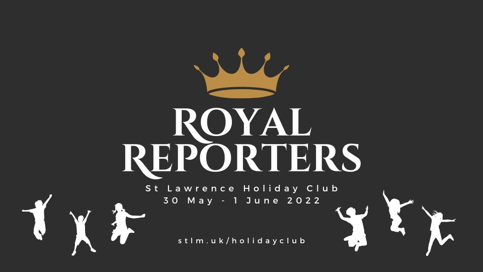 Logo of Royal Reporters Holiday Club with Gold Crown and fancy text and dates 30th May to 1st June